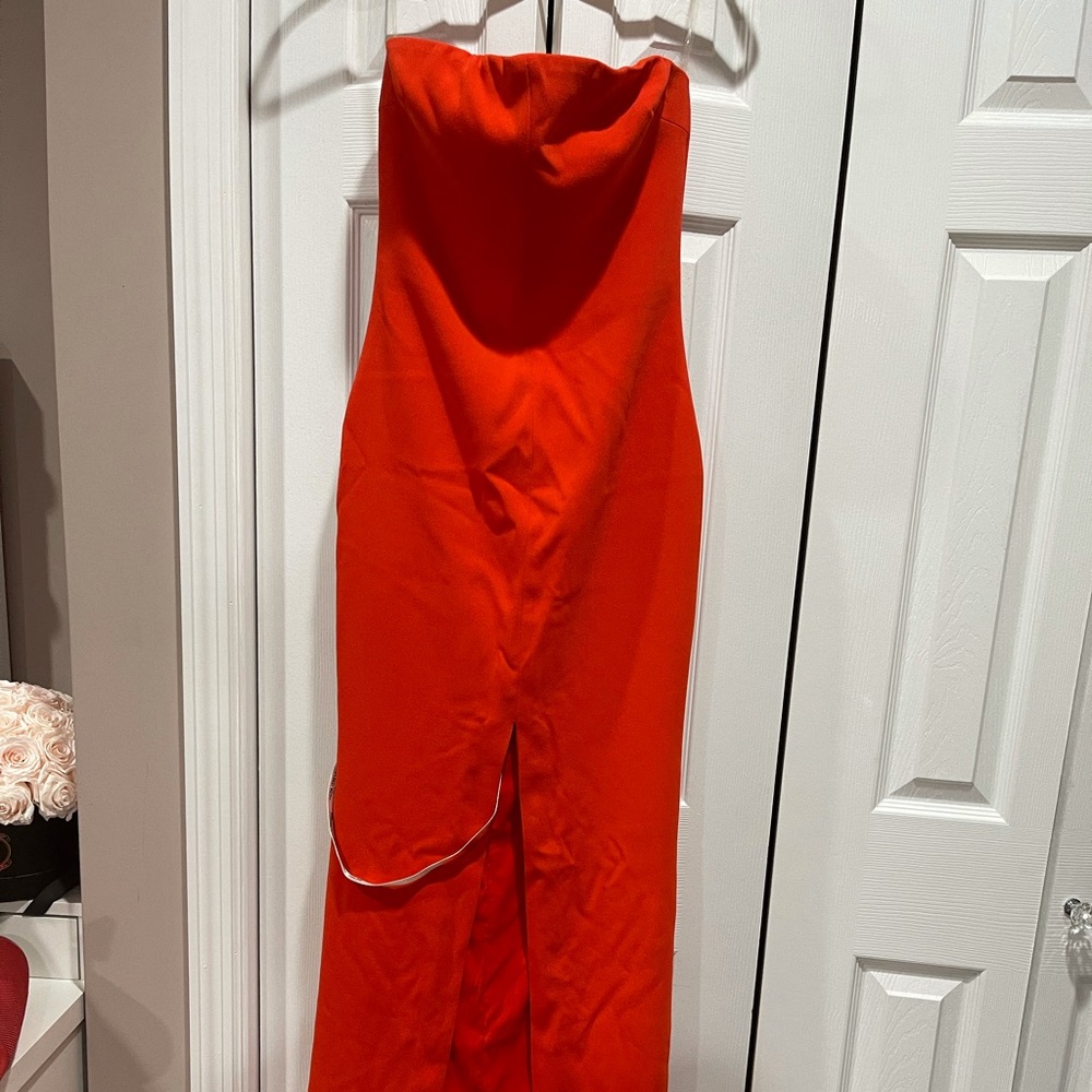 Orange gown with a slit